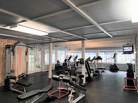 Cardio machines by the windows